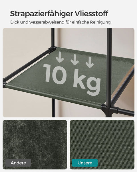 Rootz Fabric Wardrobe Organizer - Foldable Closet - Clothes Rail - Sage Green - 45cm x 150cm x 175cm