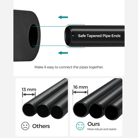 Rootz Portable Black Wardrobe - Closet Organizer - Clothes Storage - Steel & Plastic - 43cm x 138cm x 182cm - Lightweight - Easy Assembly - Max Load 20kg per Rail