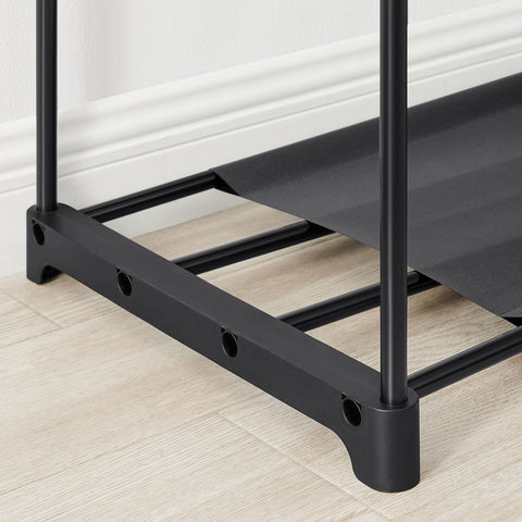 Rootz Portable Black Wardrobe - Closet Organizer - Clothes Storage - Steel & Plastic - 43cm x 138cm x 182cm - Lightweight - Easy Assembly - Max Load 20kg per Rail