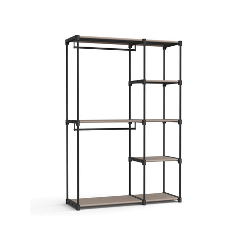 Rootz Taupe 2 Piece Set Wardrobe Organizer - Closet Organizer - Storage Solution - Non-Woven Fabric - Metal Tubes - Plastic Connectors - 43cm x 124cm x 182cm