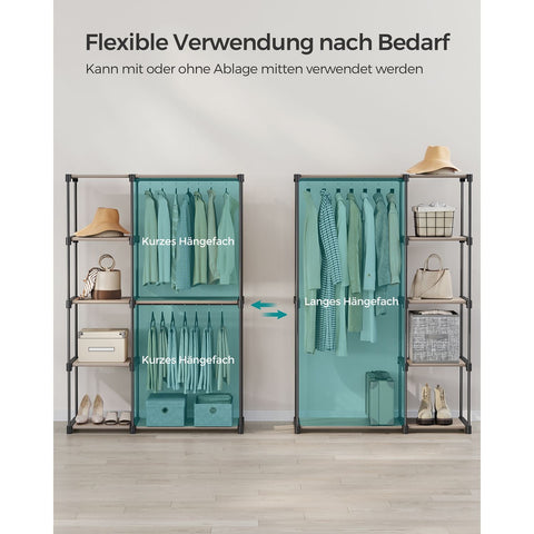 Rootz Taupe 2 Piece Set Wardrobe Organizer - Closet Organizer - Storage Solution - Non-Woven Fabric - Metal Tubes - Plastic Connectors - 43cm x 124cm x 182cm