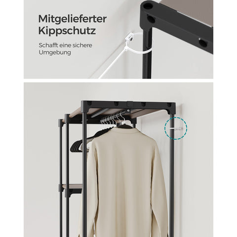 Rootz Taupe 2 Piece Set Wardrobe Organizer - Closet Organizer - Storage Solution - Non-Woven Fabric - Metal Tubes - Plastic Connectors - 43cm x 124cm x 182cm