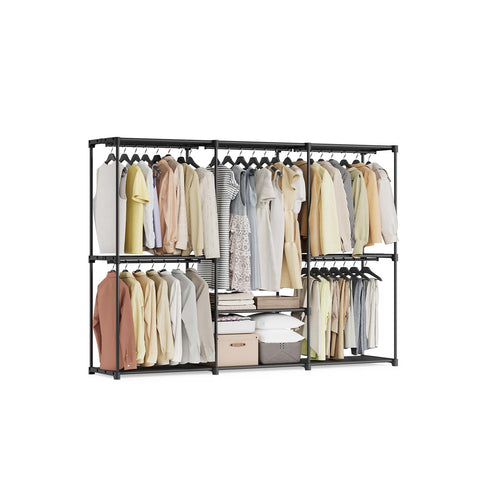 Rootz Wardrobe Organizer - Clothes Storage - Closet Solution - Durable Non-Woven Fabric - 205 x 43 x 166 cm - Black