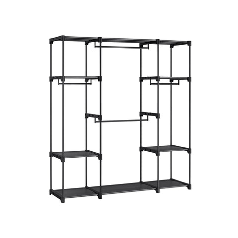 Rootz Black Steel and Plastic Wardrobe - Clothes Organizer - Storage Cabinet - Heavy Duty - Spacious - Easy Assembly - 43cm x 151cm x 166cm