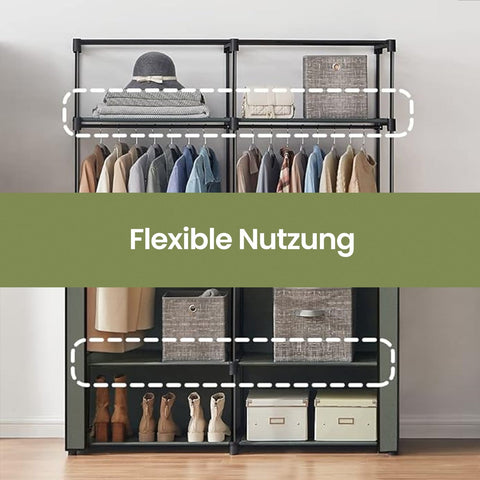 Rootz Wardrobe - Clothes Organizer - Storage Cabinet - Green Fabric - Space Saving - 140 x 43 x 174 cm