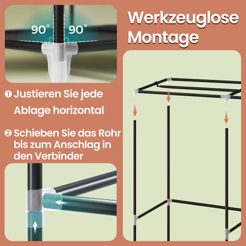 Rootz Fabric Cabinet Wardrobe - Clothes Organizer - Storage Unit - Space Saving - 45 x 127 x 176 cm