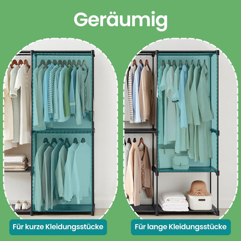 Rootz Wardrobe Clothes Rack - Garment Organizer - Clothes Bar - Durable Steel & Plastic - 43x138x182cm - High Capacity Storage Solution