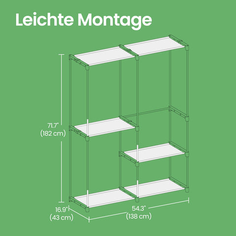 Rootz Wardrobe Clothes Rack - Garment Organizer - Clothes Bar - Durable Steel & Plastic - 43x138x182cm - High Capacity Storage Solution