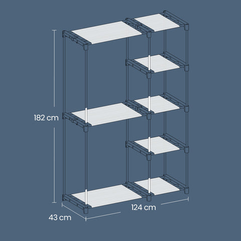Rootz Black Drawer Organizer - Storage System - Space Saver - Non-Woven Fabric - 43cm x 124cm x 182cm