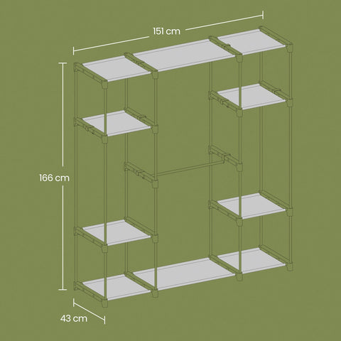 Rootz Steel Wardrobe - Clothes Organizer - Storage Unit - Durable with High Load Capacity - 43 x 151 x 166 cm