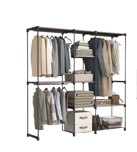 Rootz Wardrobe Clothes Rack - Cloakroom Stand - Steel Frame - Space-saving Storage - 182 x 43 x 182 cm