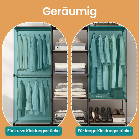 Rootz Wardrobe Clothes Rack - Cloakroom Stand - Steel Frame - Space-saving Storage - 182 x 43 x 182 cm