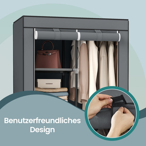 Rootz Fabric Wardrobe - Clothes Storage - Space Organizer - Maximizes Space - 88cm x 170cm x 45cm