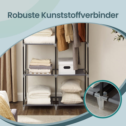 Rootz Fabric Wardrobe - Clothes Storage - Space Organizer - Maximizes Space - 88cm x 170cm x 45cm