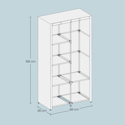 Rootz Fabric Wardrobe - Clothes Storage - Space Organizer - Maximizes Space - 88cm x 170cm x 45cm