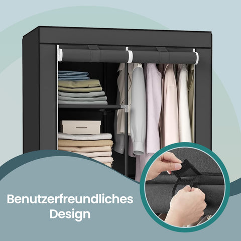 Rootz Fabric Wardrobe - Clothes Organizer - Storage Solution - Space-Saving Design - 88cm x 45cm x 170cm