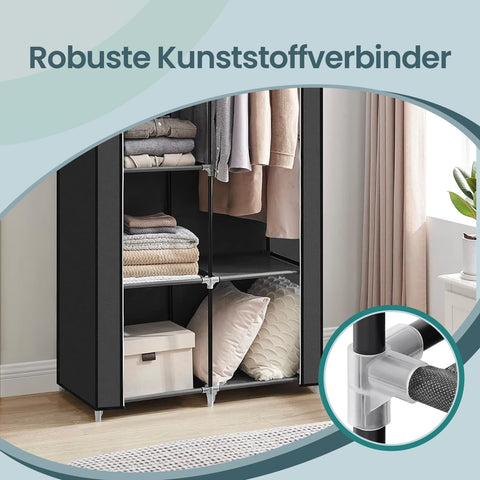 Rootz Fabric Wardrobe - Clothes Organizer - Storage Solution - Space-Saving Design - 88cm x 45cm x 170cm