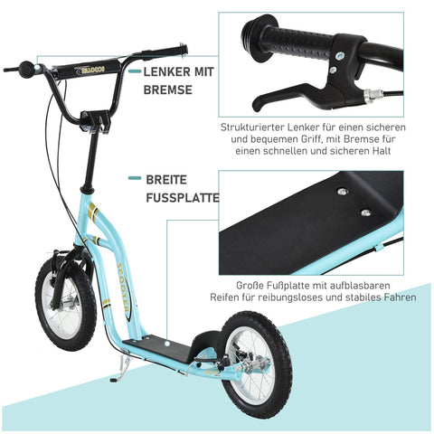 Rootz Children's Scooter - Kid's City Scooter - Aluminum Kick Scooter - Enhances Balance - 120cm x 58cm x 85-95cm - Blue