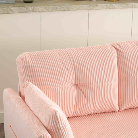 Rootz Pink Velvet Sofa Bed - Multifunctional Couch - Convertible Sleeper - Hidden Storage - 206cm x 108cm x 88cm