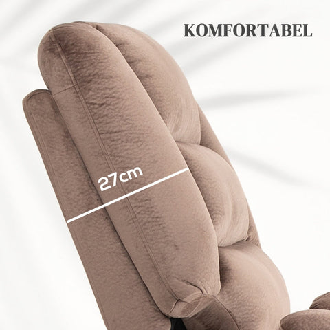 Rootz Electric TV Chair - Recliner Chair - Massage Recliner - Thick Padding - 135° Adjustable Backrest - Footrest - 90W x 93D x 110H cm.