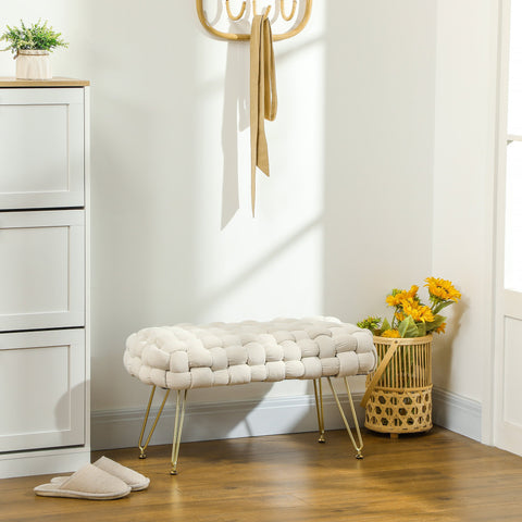 Rootz Modern Stool - Ottoman - Bedroom Bench - Velvet Fabric Comfort - 76cm x 38cm x 41.5cm