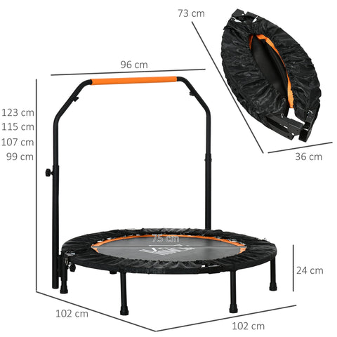 Rootz Fitness Trampoline - Foldable - Home Workout - Burns Calories - Ø102 x 99-123h cm
