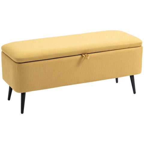 Rootz Bank Storage Bench - Fabric Storage Ottoman - Yellow Footstool - Offers Optimal Comfort - 101b x 38.5t x 44.5h cm