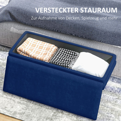 Rootz Upholstered Bench - Storage Bench - Seating Bench - Ample Storage Space - 100cm x 37.5cm x 42cm - Blue