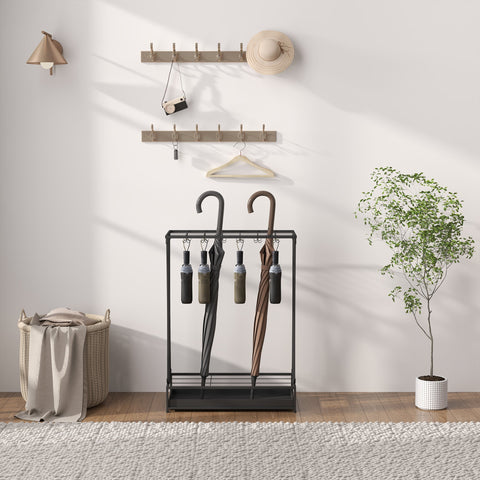 Rootz Umbrella Stand - Umbrella Holder - Rainwater Collector - 24 Hooks & 21 Openings - Durable Steel Design - 50x24x68 cm