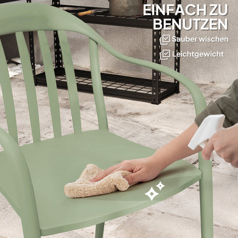 Rootz 4-Piece Garden Chair Set - Outdoor Stacking Chairs - Weatherproof Armchair - UV Resistant - 57cm x 54cm x 78cm