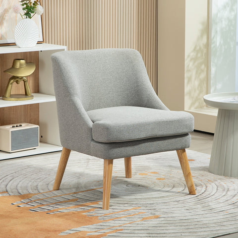 Rootz Linen Look Padded Lounge Chair - Armchair - Recliner Chair - Ultimate Comfort - 63cm x 69cm x 79.5cm
