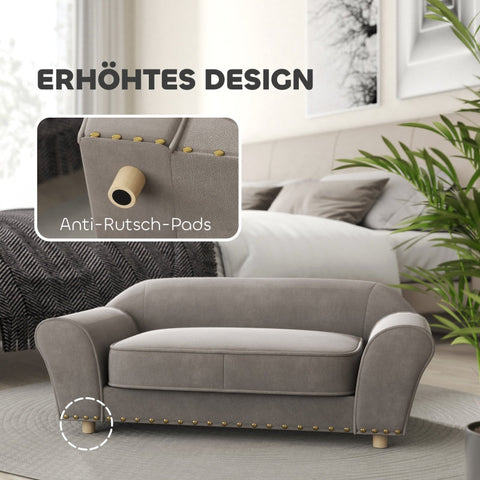 Rootz Dog Sofa - Pet Chair - Elegant Rivets - 9cm Thick Cushion - Stylish - 86.5cm x 52.5cm x 33cm