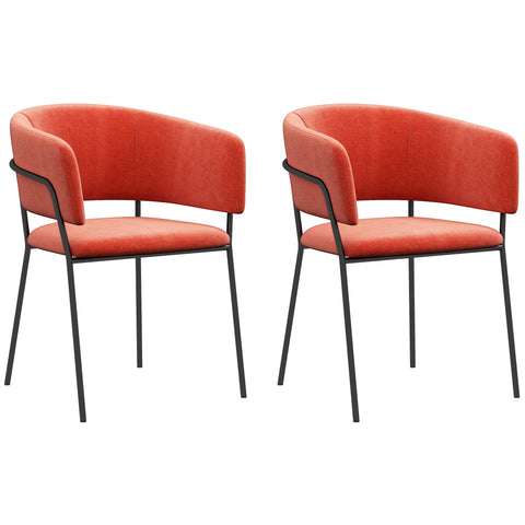 Rootz Set of 2 Dining Chairs - Velvet Seats - Padded Chairs - Steel Legs - 57cm x 53cm x 73cm - Max Comfort