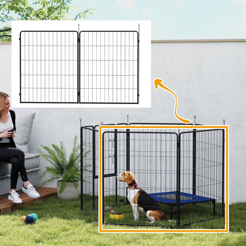 Rootz 2 Set Expansion for Puppy Enclosures - Dog Fence Panels - Pet Playground - Robust Steel - 80cm x 100cm x 1.5cm