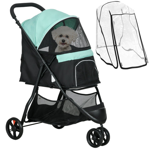 Rootz Pet Buggy Dog Stroller - Foldable Pet Carriage - Dog Pram - Rain Protection - Easy Travel - 80.5L x 51.5W x 100H cm