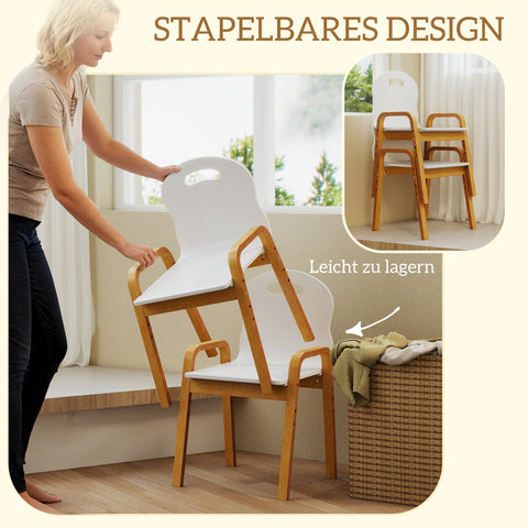 Rootz Children's Wooden Chair Set - Kids Adjustable Chairs - Toddler Seating - Ergonomic Support - Non-Slip, White, 39x34x49.5-61.5cm, 2 Pieces