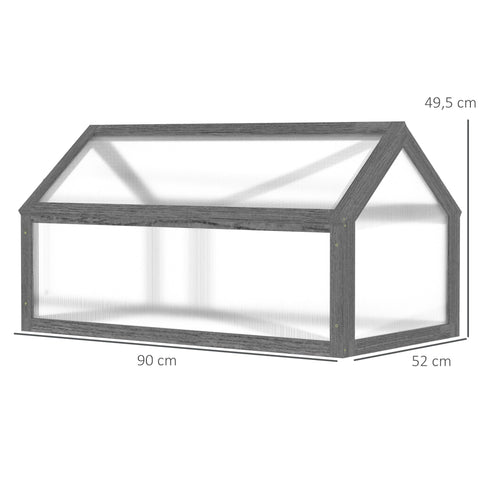 Rootz Mini Greenhouse - Compact Wooden Plant House - Tomato Shelter - Polycarbonate Panels - Ventilation - 90L x 52W x 49.5H cm