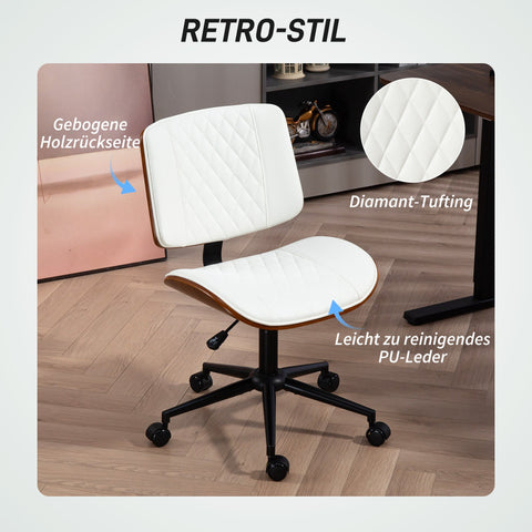 Rootz Office Chair - Desk Chair - Swivel Chair - Height Adjustable - 52 x 53 x 80-90 cm - White