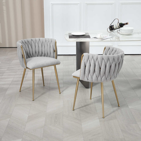 Rootz 2 Piece Casual Dining Chair Set - Linen Fabric Chair - Padded Seats - Comfort & Style - 54cm x 52cm x 73cm