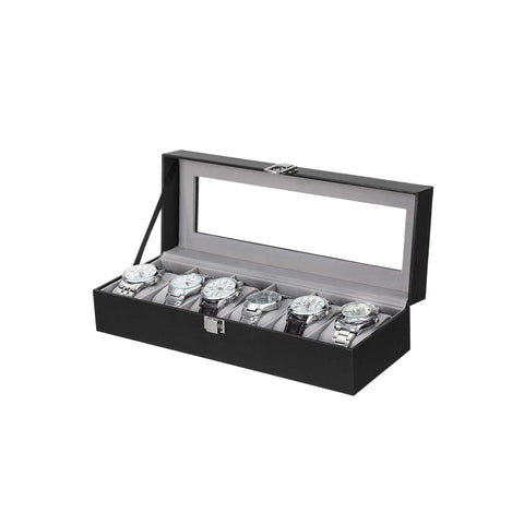 Rootz Watch Box - Horlogeorganisator - Horlogeopslag - Fluwelen voering - Glazen deksel - Perfect cadeau-idee - 30 cm x 11,2 cm x 8 cm