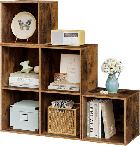 Rootz Bookshelf 6-Cube Storage - Book Organizer - Display Shelving - Water-Repellent Finish - 90cm x 90cm x 30cm - Versatile & Durable