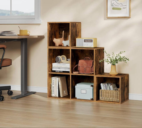 Rootz Bookshelf 6-Cube Storage - Book Organizer - Display Shelving - Water-Repellent Finish - 90cm x 90cm x 30cm - Versatile & Durable