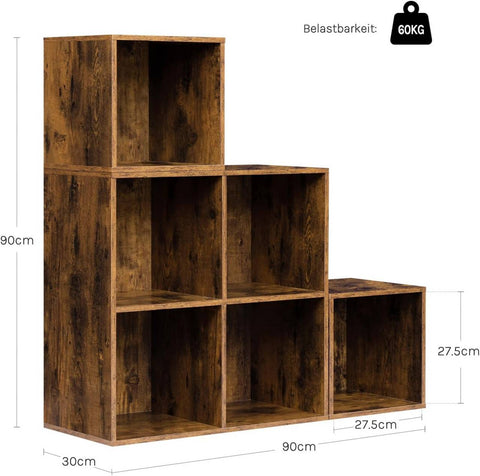 Rootz Bookshelf 6-Cube Storage - Book Organizer - Display Shelving - Water-Repellent Finish - 90cm x 90cm x 30cm - Versatile & Durable