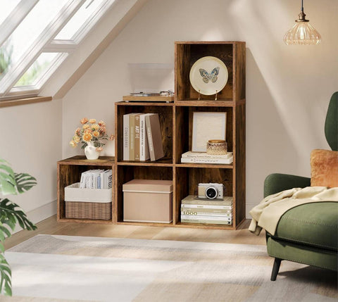 Rootz Bookshelf 6-Cube Storage - Book Organizer - Display Shelving - Water-Repellent Finish - 90cm x 90cm x 30cm - Versatile & Durable