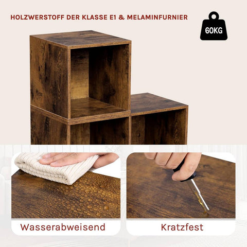 Rootz Bookshelf 6-Cube Storage - Book Organizer - Display Shelving - Water-Repellent Finish - 90cm x 90cm x 30cm - Versatile & Durable