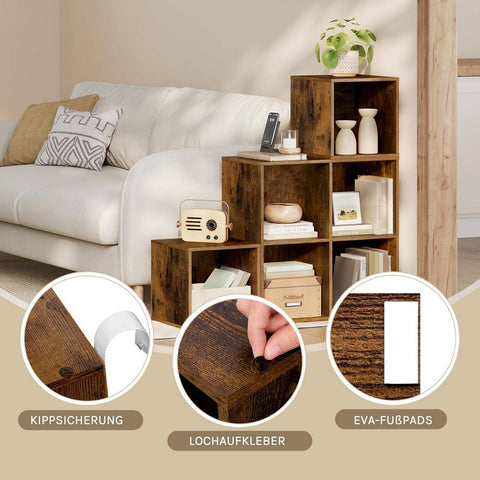 Rootz Bookshelf 6-Cube Storage - Book Organizer - Display Shelving - Water-Repellent Finish - 90cm x 90cm x 30cm - Versatile & Durable