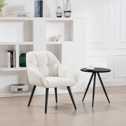 Rootz Relax Armchair Lounge Chair - Wing Chair - Terry Fabric - Ergonomic Comfort - 64cm x 78.5cm x 68.5cm - White