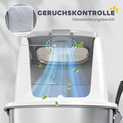 Rootz Stainless Steel Cat Toilet - Enclosed Litter Box - Odor-Free Pet House - Quick Cleaning - 52.4cm x 41.3cm x 39.8cm