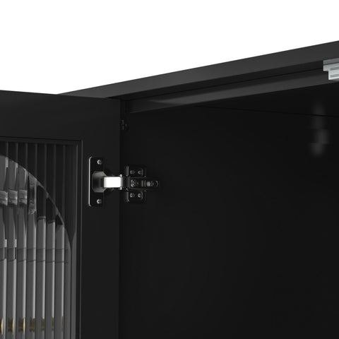 Rootz Black Sideboard Storage Cabinet - Towel Holder - Kitchen Buffet - Spacious Design - 120cm x 40cm x 75.5cm