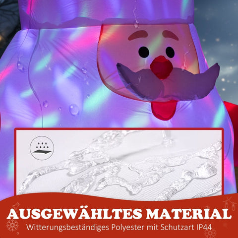 Rootz Inflatable Santa Claus Decoration - Christmas Decor - LED Rotating Light - Polyester - 184cm x 125cm x 183cm